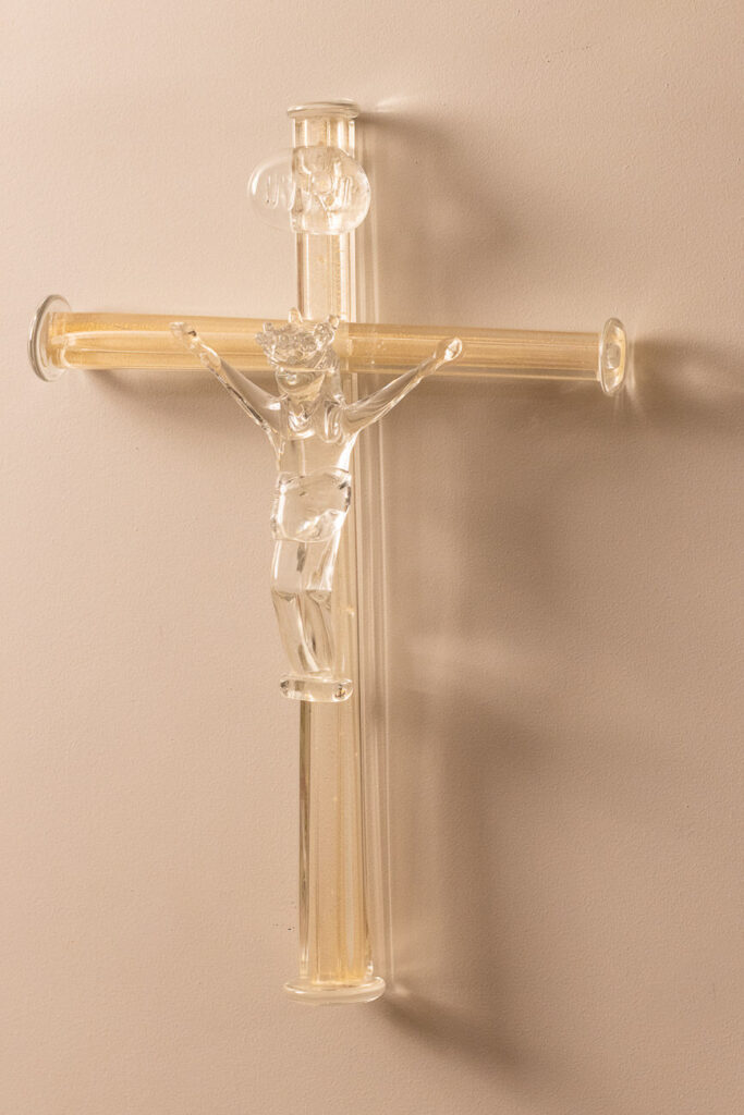 CRUCIFIXO transparente com ouro Peças de cristal para decoração (4)