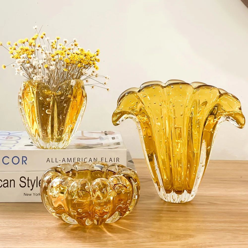 Kit De Decoração Em Murano Cachepot Téo + Cachepot Charming + Vaso Firenze