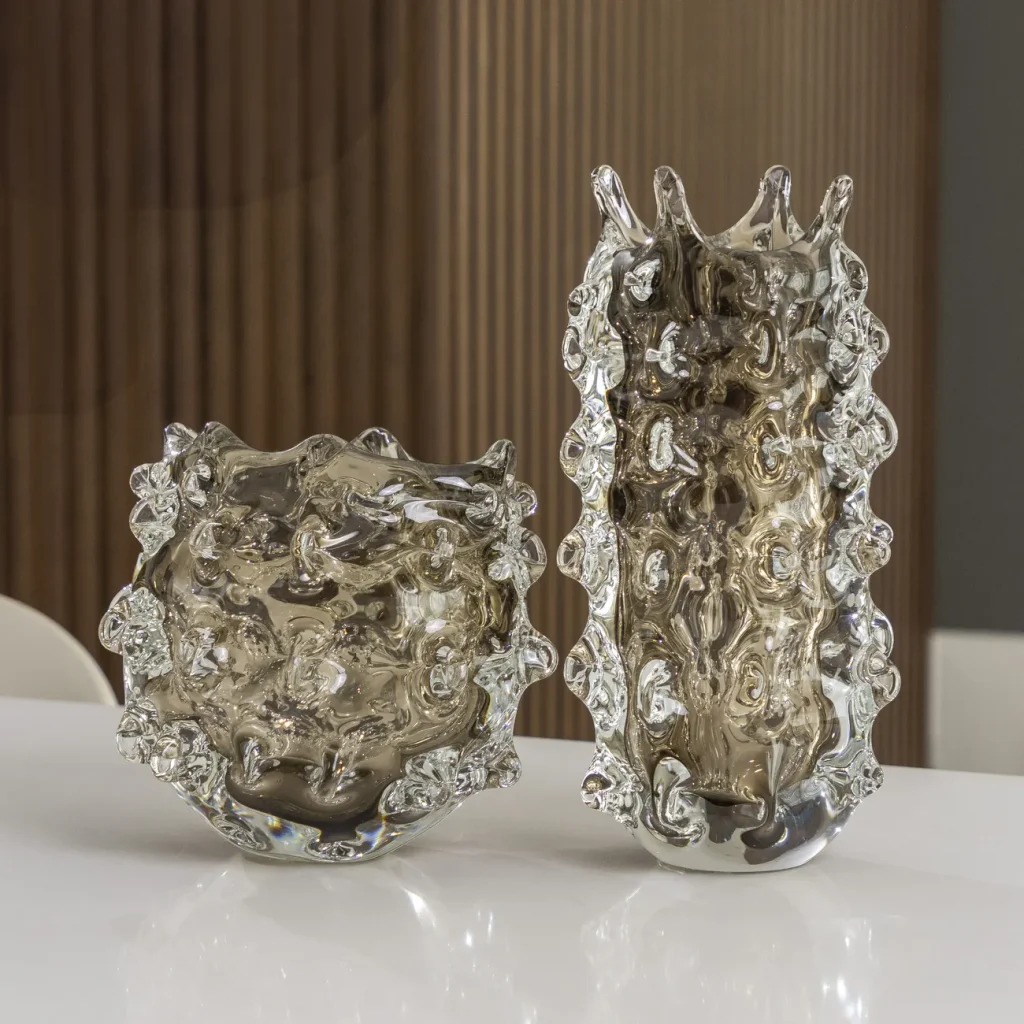 vaso de decoracao em murano royal transparente
